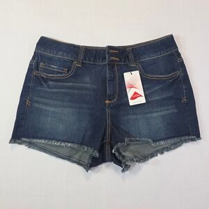NWT Mudd FLX Stretch Dark Wash Frayed Hem Denim Shorts Size 15